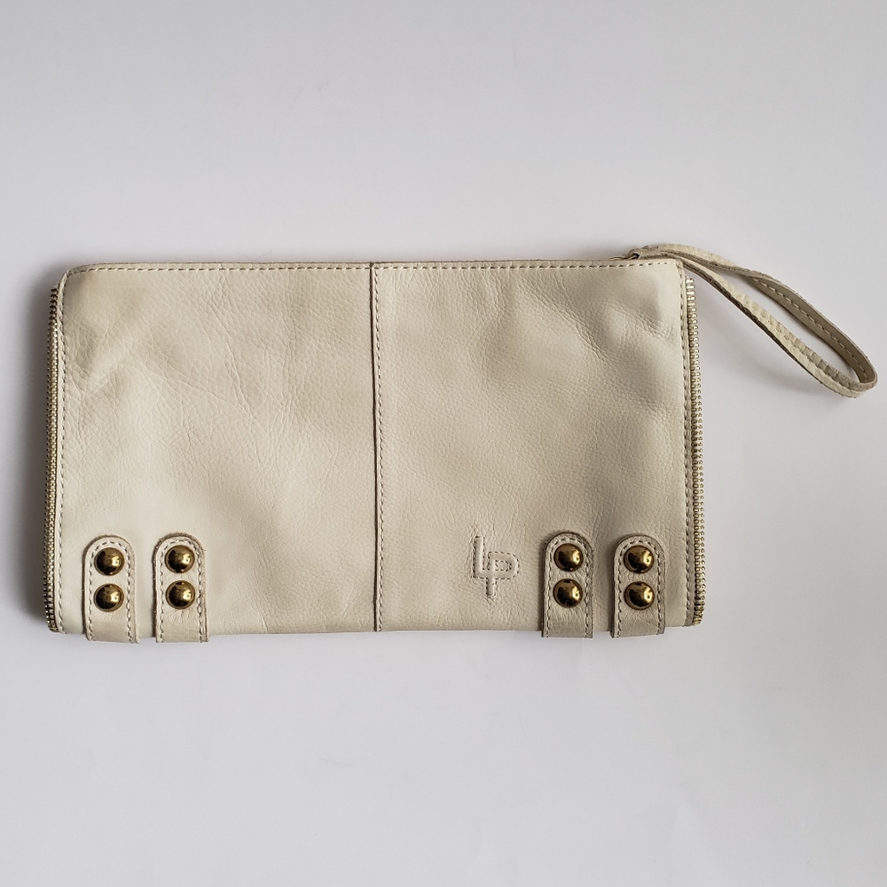 Linea Pelle | Studded Double Zip Leather Clutch